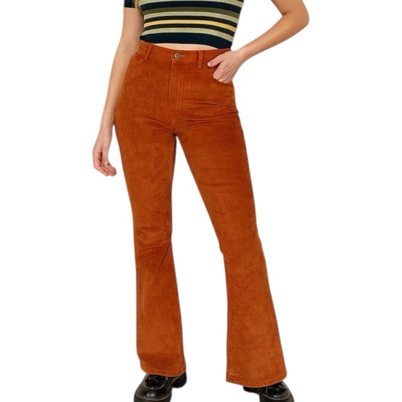 Old Navy High Rise Corduroy Flare Pants Rust Brown Size 16 Fall Y2K‎ Retro Boho - Picture 1 of 8
